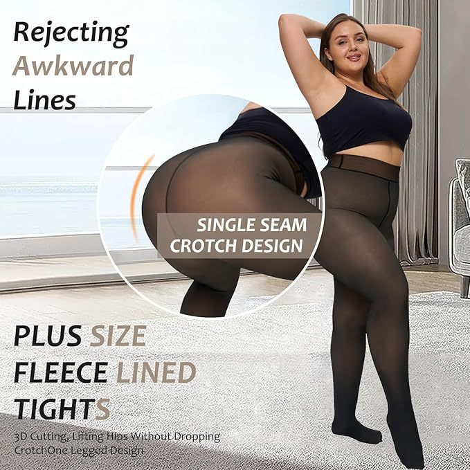Brand-New Compression Band & Single-Seam Design! Original Magic Tummy-Control, Butt-Lifting, High-Elasticity, Fleece-Lined Leggings - 40-100kg Fit - 3 Color Options - Footed Style - Plus Sizes Available for Fleece Leggings.