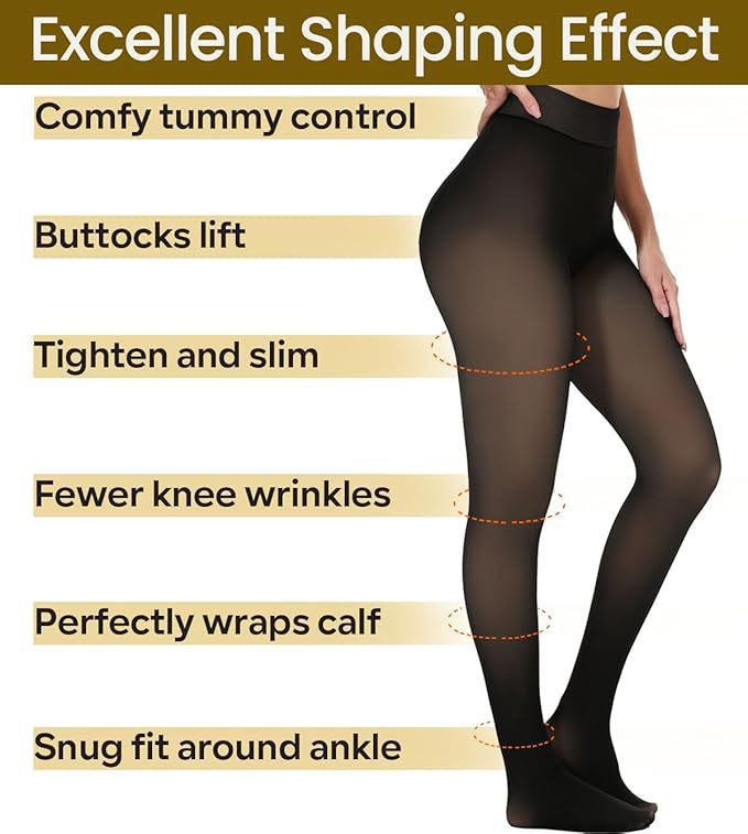 Brand-New Compression Band & Single-Seam Design! Original Magic Tummy-Control, Butt-Lifting, High-Elasticity, Fleece-Lined Leggings - 40-100kg Fit - 3 Color Options - Footed Style - Plus Sizes Available for Fleece Leggings.