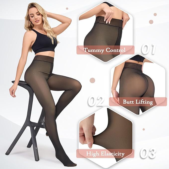 Brand-New Compression Band & Single-Seam Design! Original Magic Tummy-Control, Butt-Lifting, High-Elasticity, Fleece-Lined Leggings - 40-100kg Fit - 3 Color Options - Footed Style - Plus Sizes Available for Fleece Leggings.